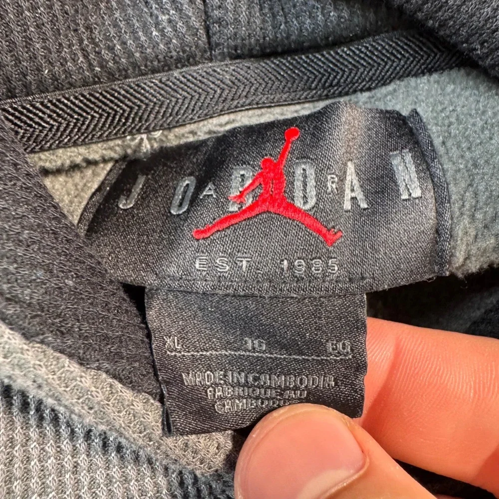 Jordan Mens Waffle Knit Pullover Hoodie Gray XL Jumpman Logo RN56323 10701